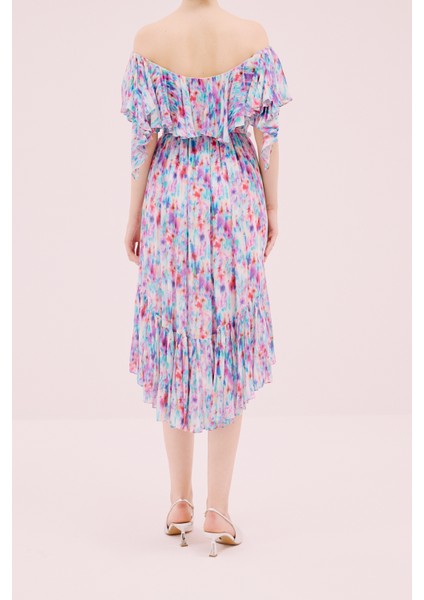 Kayık Yaka Beli Kemerli Midi Boy Elbise Standart Renk Y2111520_089 fiyatları