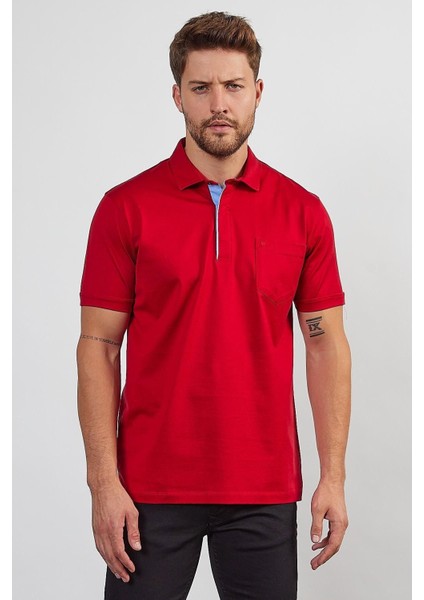 Erkek Basic Cepli Çıtçıtlı Dar Kahverengi Polo Yaka Tişört