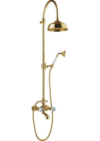 Italyan Webert Karenina Banyo Bataryası Altın Swarovsky Taşli Duş Kolonu ve El Duşu Seti̇