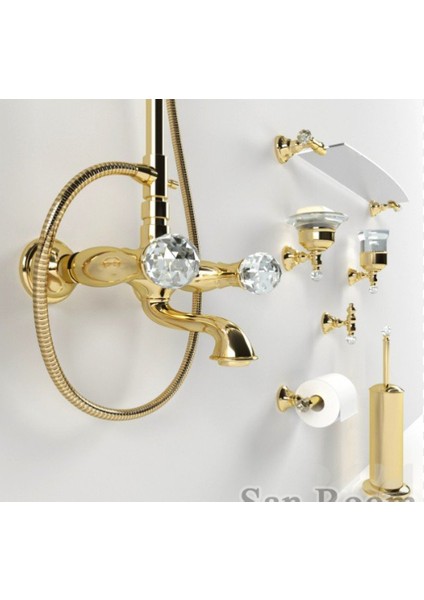 Italyan Webert Karenina Banyo Bataryası Altın Swarovsky Taşli Duş Kolonu ve El Duşu Seti̇ fırsatları