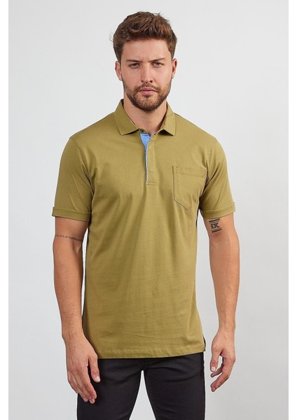 Erkek Basic Cepli Çıtçıtlı Dar Kahverengi Polo Yaka Tişört