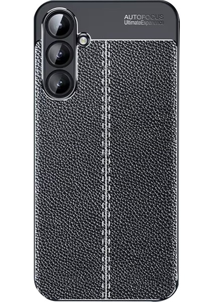 Samsung Galaxy A36 5g ile Uyumlu Leather Serisi Deri Efekt Silikon Kılıf - Siyah AL3337