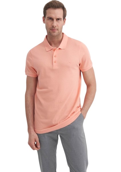 Erkek Polo Yaka Slim Fit Düz Pamuklu Tişört 4613