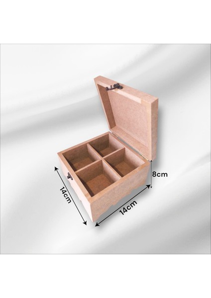 Ahşap-Boyanabilir-4 Bölmeli-Klipsli-Çok Amaçlı Küçük Organizer Kutu