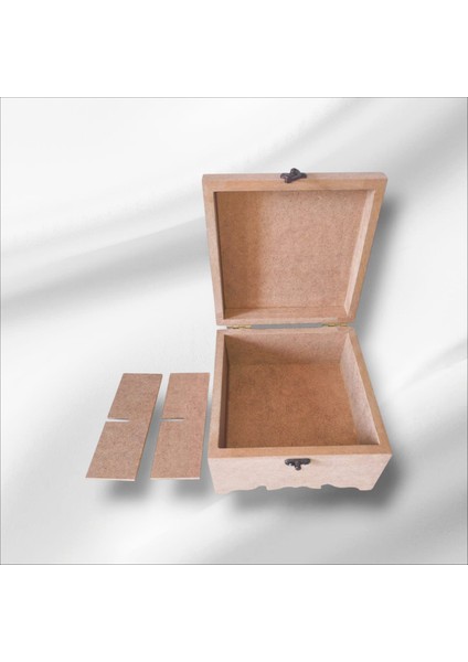 Ahşap-Boyanabilir-4 Bölmeli-Klipsli-Çok Amaçlı Küçük Organizer Kutu