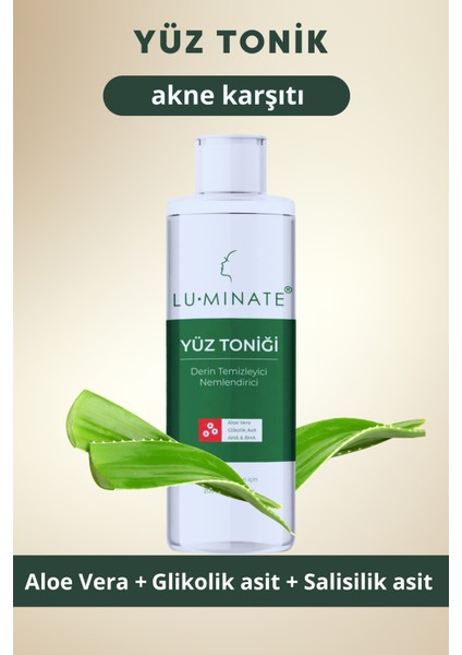 Yüz Tonik Salisilik Asit Aha+Bha Aloe Vera Aydınlatıcı Yüz Temizleme Toniği 200 ml