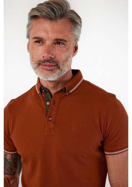 Erkek Dar Basic Polo Yaka Kısa Kol Düz Tarçın Tişört fiyatları