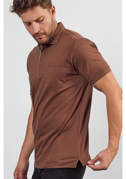 Erkek Basic Cepli Çıtçıtlı Dar Kahverengi Polo Yaka Tişört fırsatları