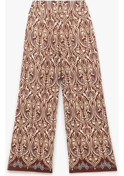 x Melis Ağazat - Viskon Kumaş Etnik Desenli Geniş Paça Pantolon