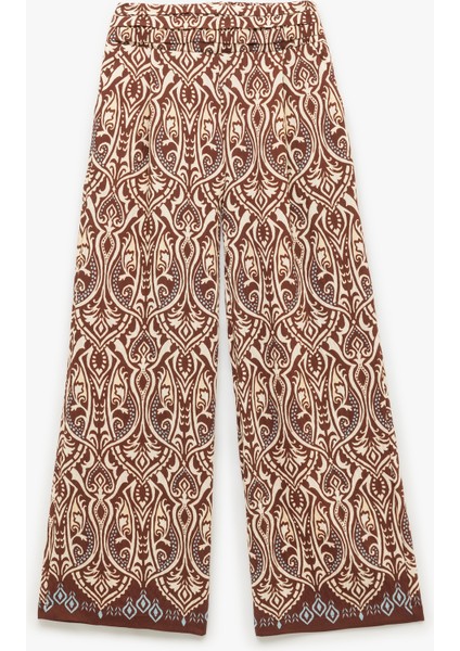 x Melis Ağazat - Viskon Kumaş Etnik Desenli Geniş Paça Pantolon fiyatları