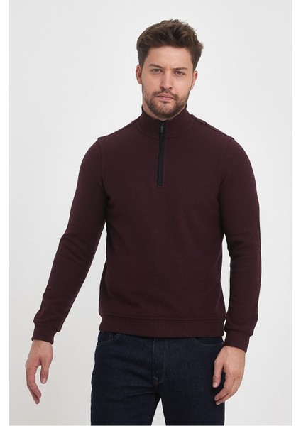 Erkek Uzun Kışlık Dik Yaka Fermuarlı Siyah Sweatshirt indirimleri