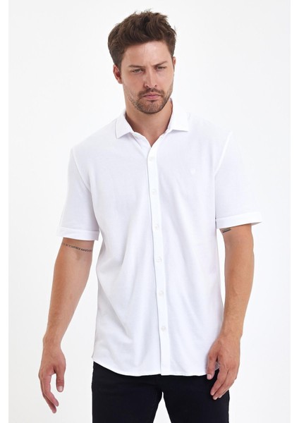 Erkek Polo Yaka Kısa Kollu Düğmeli Bol Bakır Gömlek