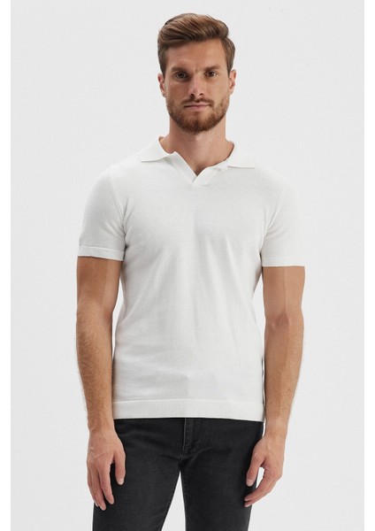 Erkek Uzun Polo Yaka Kısa Kollu Siyah Düz Triko Kazak