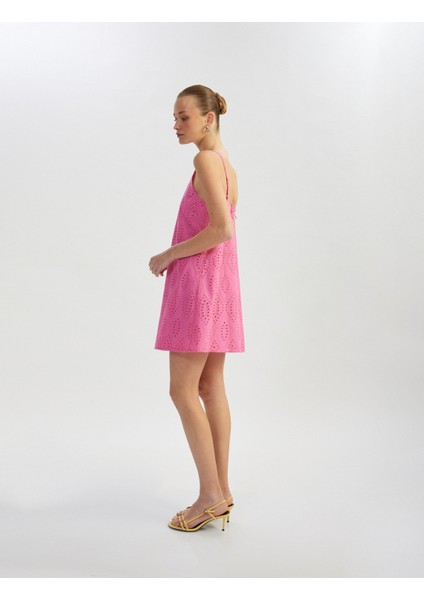 Pamuklu A Kesim Mini Halter Yaka Ince Askılı Fisto Elbise fiyatları