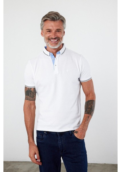 Erkek Dar Basic Polo Yaka Kısa Kol Düz Tarçın Tişört