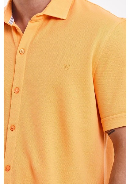 Erkek Polo Yaka Kısa Kollu Düğmeli Bol Bakır Gömlek fiyatları