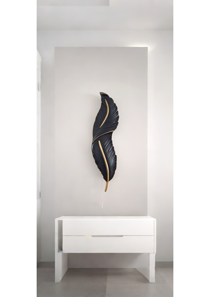 Tüy Aplik Ledli Pilli Dekoratif Duvar Aydınlatma - Şık Ve Modern Tasarım - (60*16 cm )