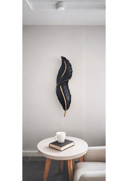 Tüy Aplik Ledli Pilli Dekoratif Duvar Aydınlatma - Şık Ve Modern Tasarım - (60*16 cm )