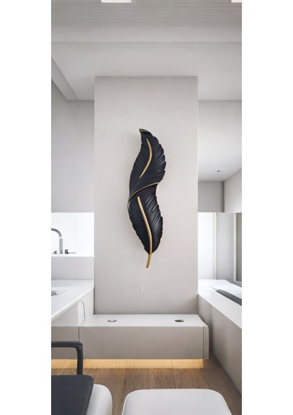 Tüy Aplik Ledli Pilli Dekoratif Duvar Aydınlatma - Şık Ve Modern Tasarım - (60*16 cm )