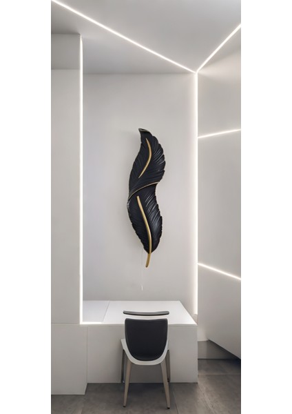 Tüy Aplik Ledli Pilli Dekoratif Duvar Aydınlatma - Şık Ve Modern Tasarım - (60*16 cm )