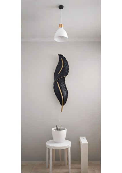 Tüy Aplik Ledli Pilli Dekoratif Duvar Aydınlatma - Şık Ve Modern Tasarım - (60*16 cm )