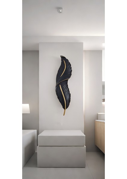 Tüy Aplik Ledli Pilli Dekoratif Duvar Aydınlatma - Şık Ve Modern Tasarım - (60*16 cm )
