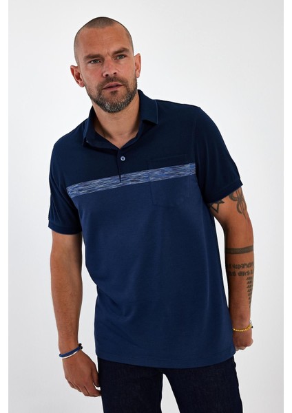 Erkek Basic Polo Yaka Cepli Kısa Kol Lacivert Tişört