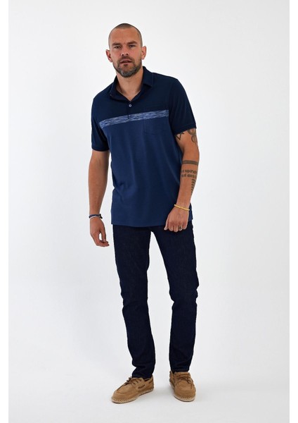 Erkek Basic Polo Yaka Cepli Kısa Kol Lacivert Tişört fiyatları