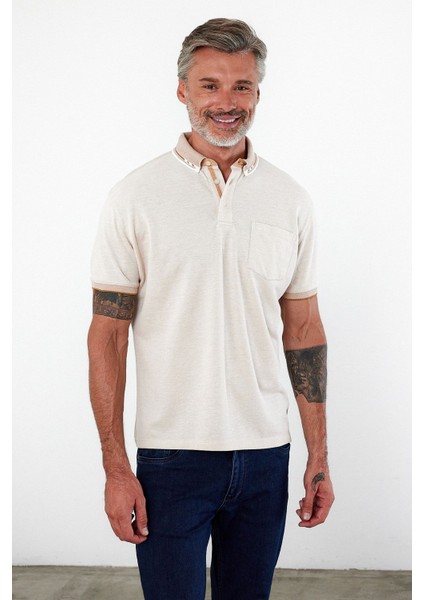 Erkek Basic Polo Yaka Kısa Kol Cepli Düz Yeşil Tişört