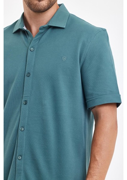 Erkek Polo Yaka Kısa Kollu Düğmeli Bol Bakır Gömlek fiyatları