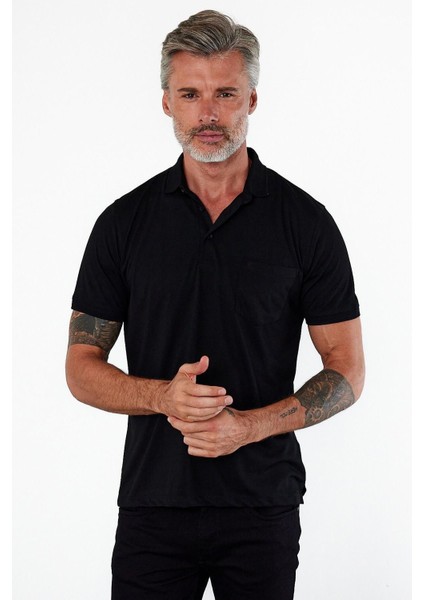 Erkek Polo Yaka Kısa Kol Cepli Tişört Safran