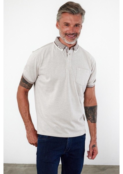 Erkek Basic Polo Yaka Kısa Kol Cepli Düz Yeşil Tişört