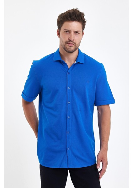 Erkek Polo Yaka Kısa Kollu Düğmeli Bol Bakır Gömlek fırsatları