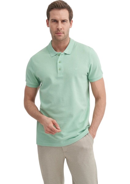 Erkek Polo Yaka Slim Fit Düz Pamuklu Tişört 4613