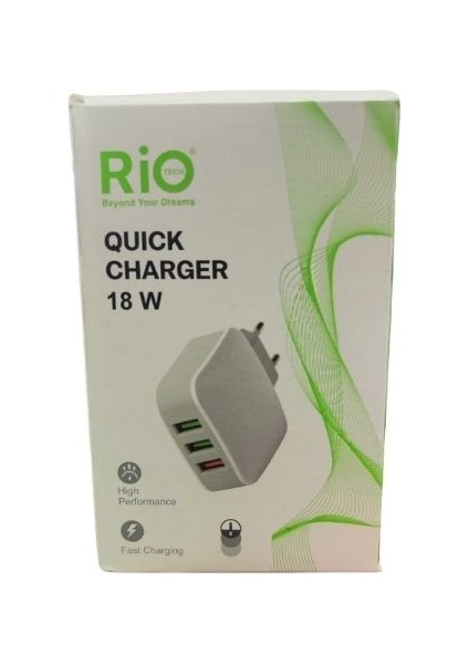 Rio 18W 3 Port Hızlı Şarj Cihazı – Akıllı ve Güvenli Şarj fiyatları