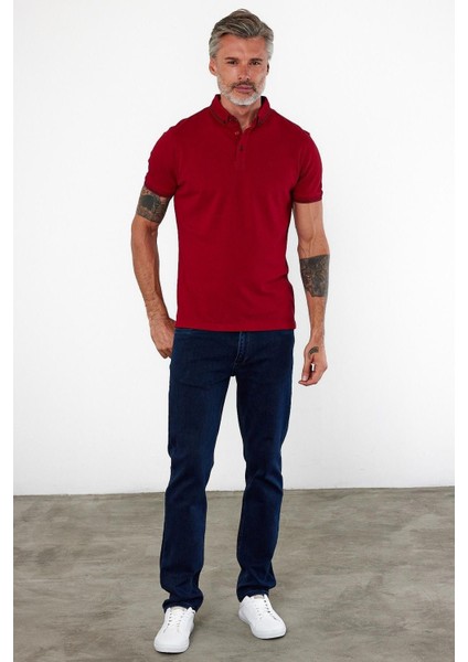 Erkek Dar Basic Polo Yaka Kısa Kol Düz Tarçın Tişört fırsatları