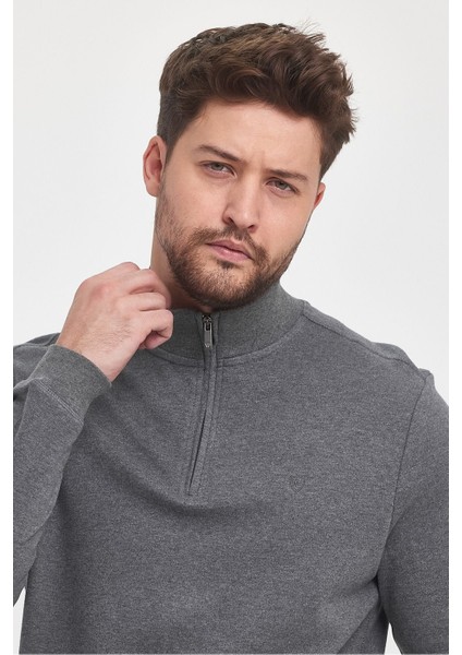 Erkek Kışlık Uzun Fermuarlı Dik Yaka Taş Sweatshirt fiyatları