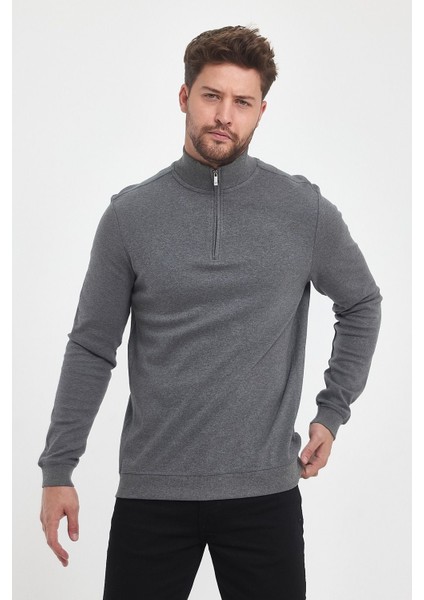 Erkek Kışlık Uzun Fermuarlı Dik Yaka Taş Sweatshirt modelleri