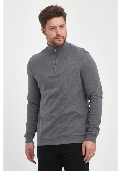 Erkek Kışlık Uzun Fermuarlı Dik Yaka Taş Sweatshirt fırsatları