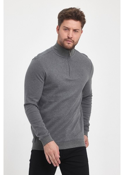 Erkek Kışlık Uzun Fermuarlı Dik Yaka Taş Sweatshirt indirimleri