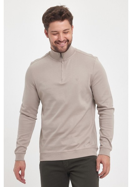 Erkek Kışlık Uzun Fermuarlı Dik Yaka Taş Sweatshirt modelleri