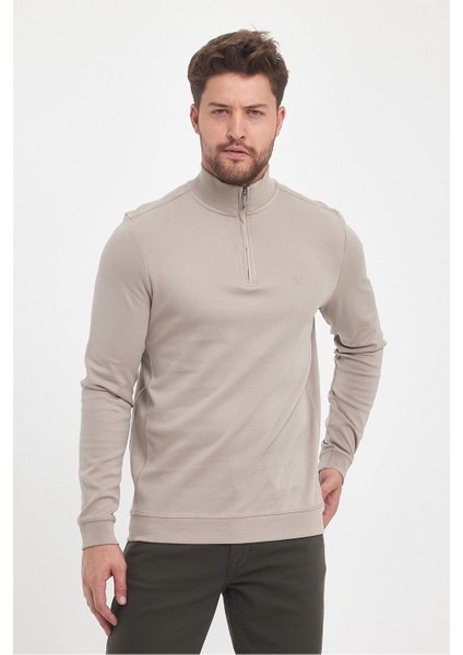 Erkek Kışlık Uzun Fermuarlı Dik Yaka Taş Sweatshirt indirimleri