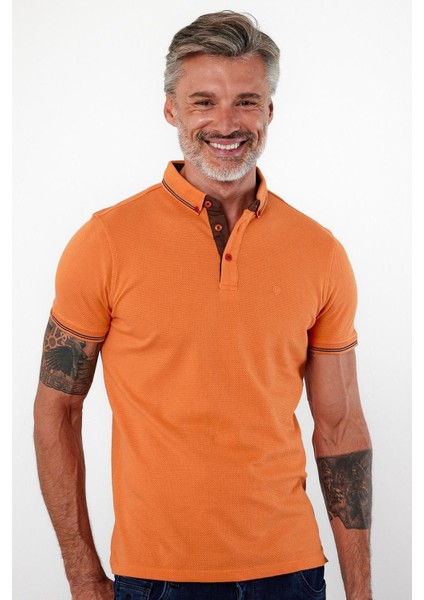 Erkek Dar Basic Polo Yaka Kısa Kol Düz Tarçın Tişört fırsatları