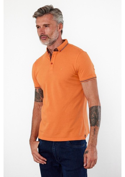 Erkek Dar Basic Polo Yaka Kısa Kol Düz Tarçın Tişört indirimleri