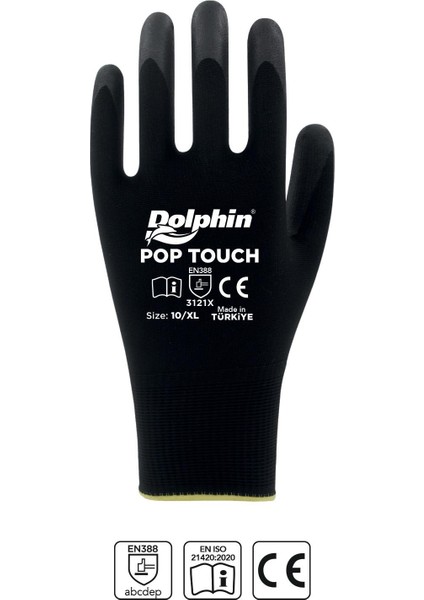 Polyester Poliüretan Iş Eldiveni Siyah Pop Touch 10- Xl 1 Çift