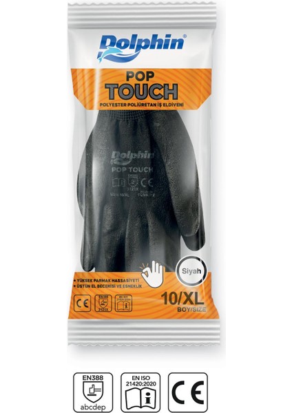 Polyester Poliüretan Iş Eldiveni Siyah Pop Touch 10- Xl 1 Çift fırsatları