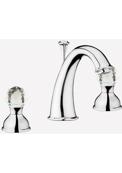 Italyan Webert Karenina 3 Deli̇kli̇ Lavabo Bataryası Swarovsky Taşlı Krom Sifon Kumandali