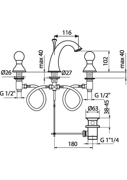 Italyan Webert Karenina 3 Deli̇kli̇ Lavabo Bataryası Swarovsky Taşlı Krom Sifon Kumandali fiyatları