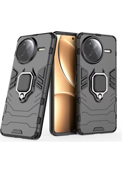 Xiaomi Redmi Poco F7 ULTRA/K80 Pro ile Uyumlu Batman Serisi Yüzük Standlı Armor Kılıf - Siyah AL3349