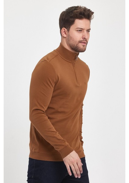 Erkek Kışlık Uzun Fermuarlı Dik Yaka Taş Sweatshirt modelleri